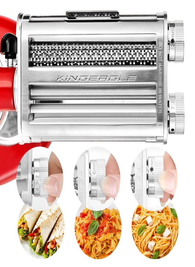 KINGEAGLE Pasta Maker Attachment for KitchenAid Mixers, Pasta Attachments 3 in 1 Set Included Dough Roller, Spaghetti and Fettuccine Cutters, Noodle Maker Accessory - Image 3
